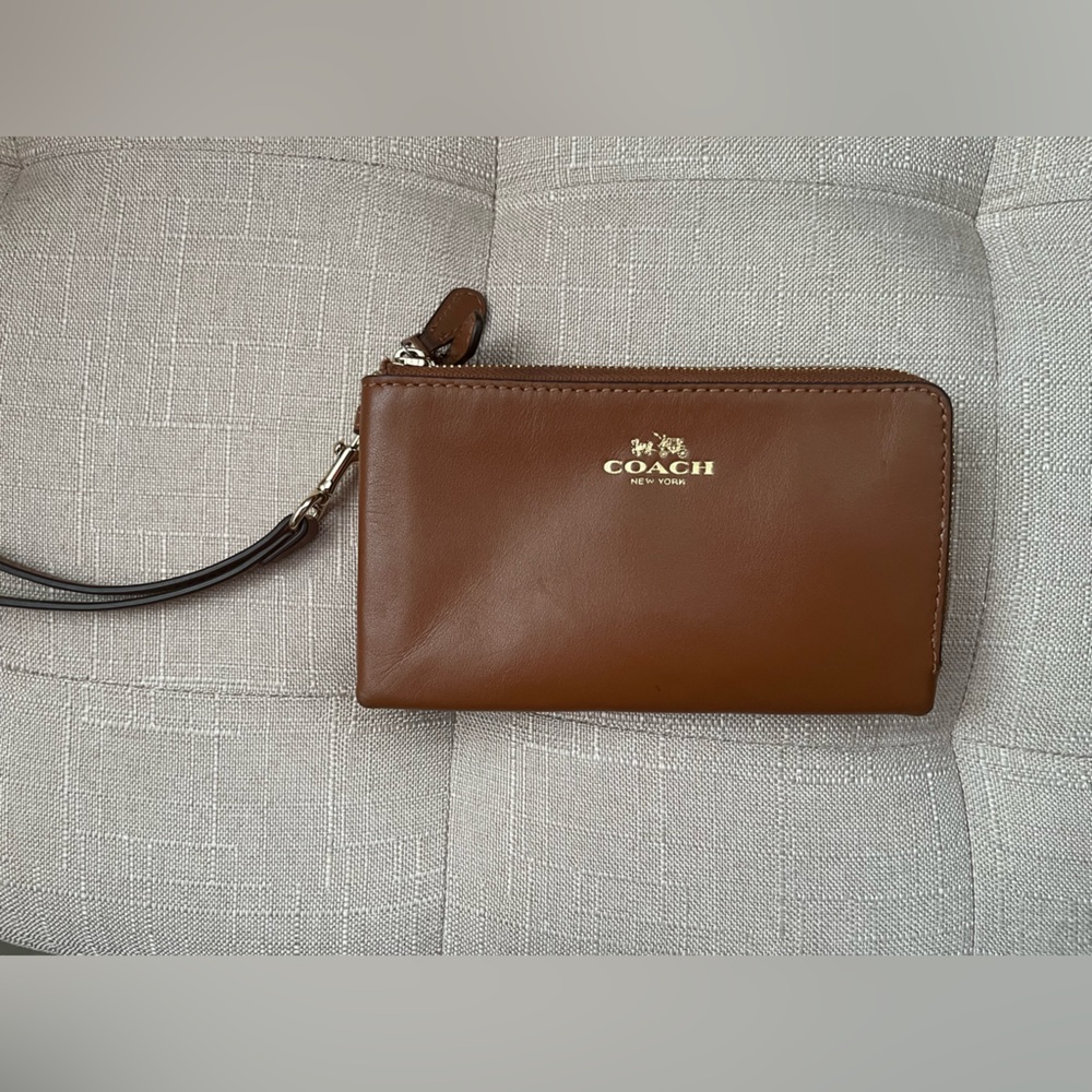 Coach Tan Leather Wristlet